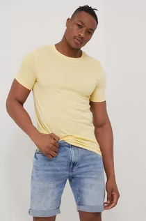 Koszulki męskie - Jack & Jones t-shirt bawełniany kolor żółty gładki - grafika 1
