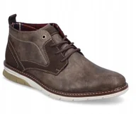 Botki męskie - RIEKER TRZEWIKI MĘSKIE BRĄZOWE SZNUROWANE Z OCIEPLENIEM 45 JJB - miniaturka - grafika 1