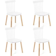 Krzesła - Krzesła do jadalni, zestaw 4 sztuk, krzesła kuchenne z nogami z litego drewna i antypoślizgowymi podkładkami pod stopy, salonu, biura (białe) - miniaturka - grafika 1