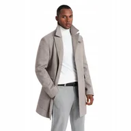 Płaszcze męskie - Jednorzędowy męski płaszcz z kieszeniami popielaty V1 OM-COWC-0108 L - miniaturka - grafika 1