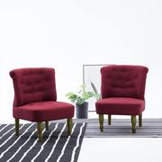 Krzesła - vidaXL Krzesła w stylu francuskim, 2 szt., czerwone wino, tkanina - miniaturka - grafika 1