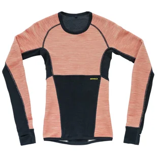 Damska koszulka Devold Tuvegga Merino Shirt Wmn Rozmiar: S / Kolor: pomarańczowy/czarny - Koszulki sportowe damskie - miniaturka - grafika 1