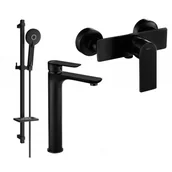 Baterie umywalkowe - Mexen Alfa DQ40 zestaw prysznicowy, czarny - miniaturka - grafika 1