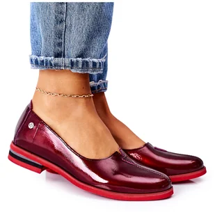 Skórzane Lakierowane Półbuty Maciejka 05035-23 Bordowe czerwone - Półbuty damskie - miniaturka - grafika 1