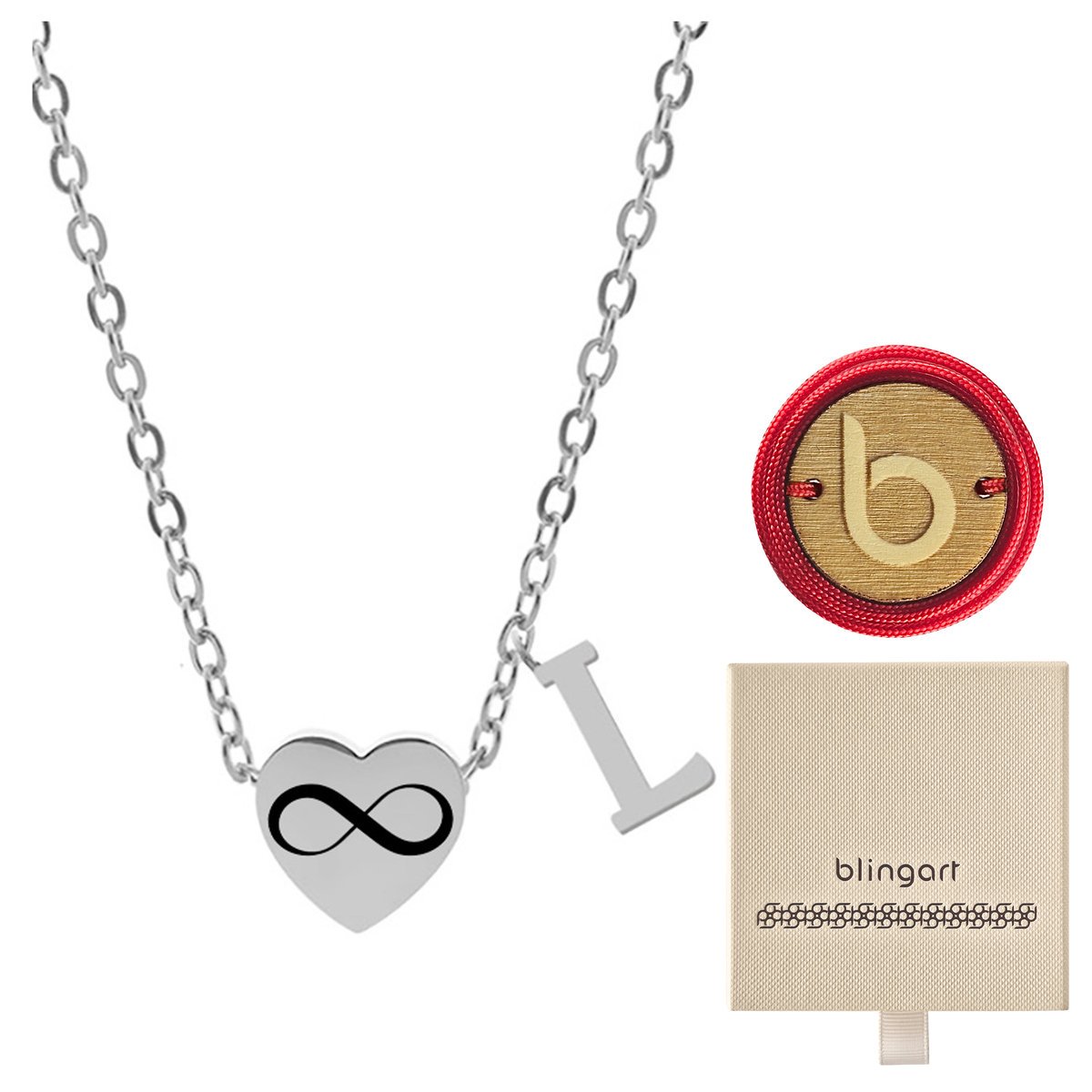 Naszyjnik damski celebrytka literka L serce stal chirurgiczna prezent BLINGART