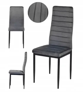 Krzesło tapicerowane pikowane Welurowe 01 salon jadalnia Loft szary - Krzesła - miniaturka - grafika 1