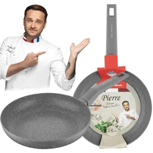 PATELNIA TRADYCYJNA MARMURKOWA ALUMINIOWA PIERRE 24CM SZARA NON-STICK INDUK - Patelnie - miniaturka - grafika 1