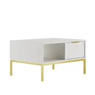Ławy i stoliki kawowe - Nowoczesny stolik kawowy biały, złote nogi - Elegancki design 80 cm - miniaturka - grafika 1