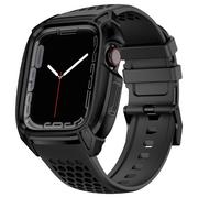Akcesoria do smartwatchy - Kingxbar CYF148 2w1 pancerne etui Apple Watch SE, 6, 5, 4 (44 mm) ze stali nierdzewnej z paskiem czarne - miniaturka - grafika 1