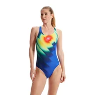 Stroje kąpielowe - Strój pływacki jednoczęściowy damski Speedo Placement Digital Powerback - miniaturka - grafika 1