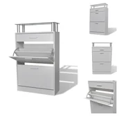 Szafki na buty - vidaXL Szafka na buty z szufladą i górną szklaną półką drewniana biała - Półki i szafki na buty - miniaturka - grafika 1