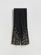 Spodnie damskie - Reserved - Spodnie z haftem - czarny - miniaturka - grafika 1