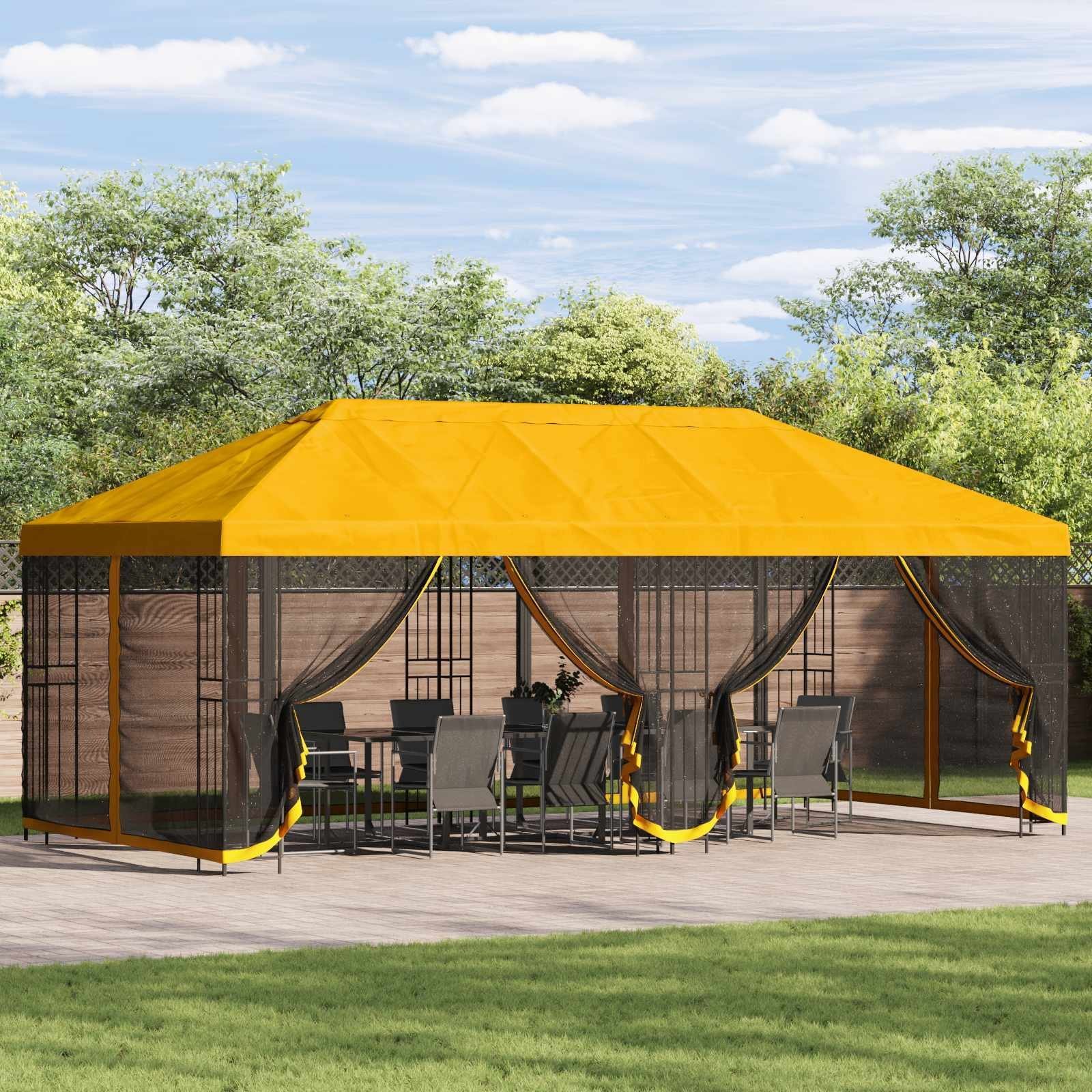 vidaXL Altana z bokami 6 x 3 m żółty Poliester i Stal 190