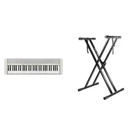 Akcesoria do instrumentów klawiszowych - Rockjam Xfinity Stojak na Klawiaturę, Czarny, 99,1 x 46 x 7,9 cm & Casio CT-S1WEC5 Casiotone Przenośny Keybord Elektryczny, Biały, 61 klawiszy - miniaturka - grafika 1