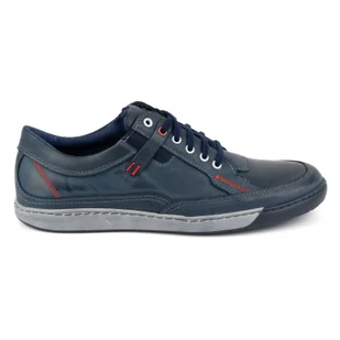 Buty męskie skórzane Casual 932k granatowe - KOMODO - Półbuty męskie - miniaturka - grafika 1