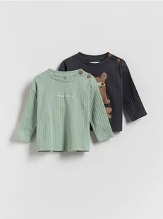 Reserved - Bawełniany longsleeve 2 pack - ciemnoszary - Bluzki dla niemowląt - miniaturka - grafika 1