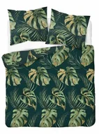 Pościel - Detexpol Pościel satynowa 180x200 4528 A zielona jasna liście monstery liście Home Satin 131 - miniaturka - grafika 1