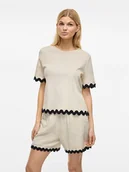 Koszulki i topy damskie - Vila Koszulka w kolorze czarno-kremowym - miniaturka - grafika 1