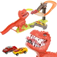 Zabawki konstrukcyjne - Tor Samochodowy + Wyrzutnia 2 Autka T-rex Dinozaur ISO TRADE - miniaturka - grafika 1