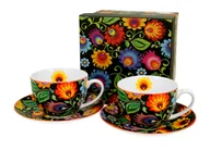 Filiżanki - Filiżanki do kawy i herbaty porcelanowe ze spodkami DUO ETNIC 270 ml 2 szt - miniaturka - grafika 1