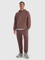 Spodnie sportowe męskie - 4F Spodnie dresowe męskie - brązowe S - miniaturka - grafika 1
