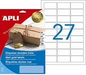 Etykiety do drukarek - APLI Złote etykiety do nadruku, 63,5 x 29,6, odporne na warunki atmosferyczne poliester 20 hojas złoty - miniaturka - grafika 1