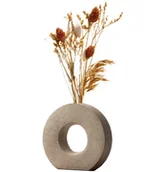 Wazony i flakony - Wazon Ceramiczny Minimalistyczny Geometryczny Okrągły Dekoracja Beżowy - miniaturka - grafika 1