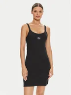 Sukienki - Calvin Klein Jeans Sukienka letnia J20J223516 Czarny Slim Fit - miniaturka - grafika 1