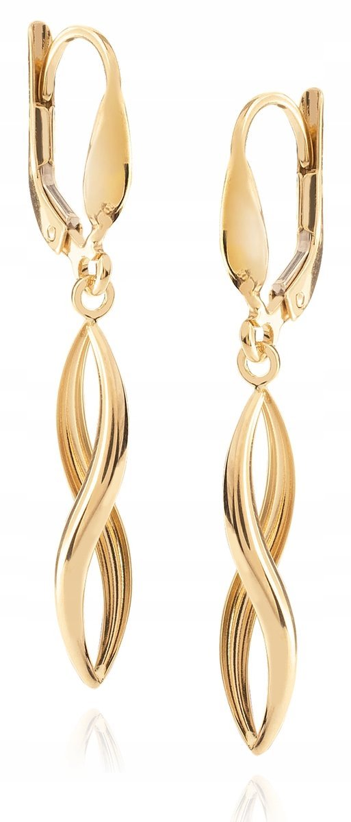 PIĘKNE ZŁOTE WISZĄCE KOLCZYKI SKRĘCANE ŁEZKI SPIRALKI 14KT 585