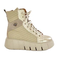 Botki damskie - Skórzane Botki Na Platformie Maciejka 06751-25 Złote złoty - miniaturka - grafika 1