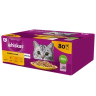 Mokra karma dla kotów - WHISKAS Adult saszetka 80 x 85 g Drobiowa Uczta - mokra karma pełnoporcjowa dla dorosłych kotów, w galaretce (kawałki z: kurczakiem, kaczką, drobiem, indykiem) - miniaturka - grafika 1