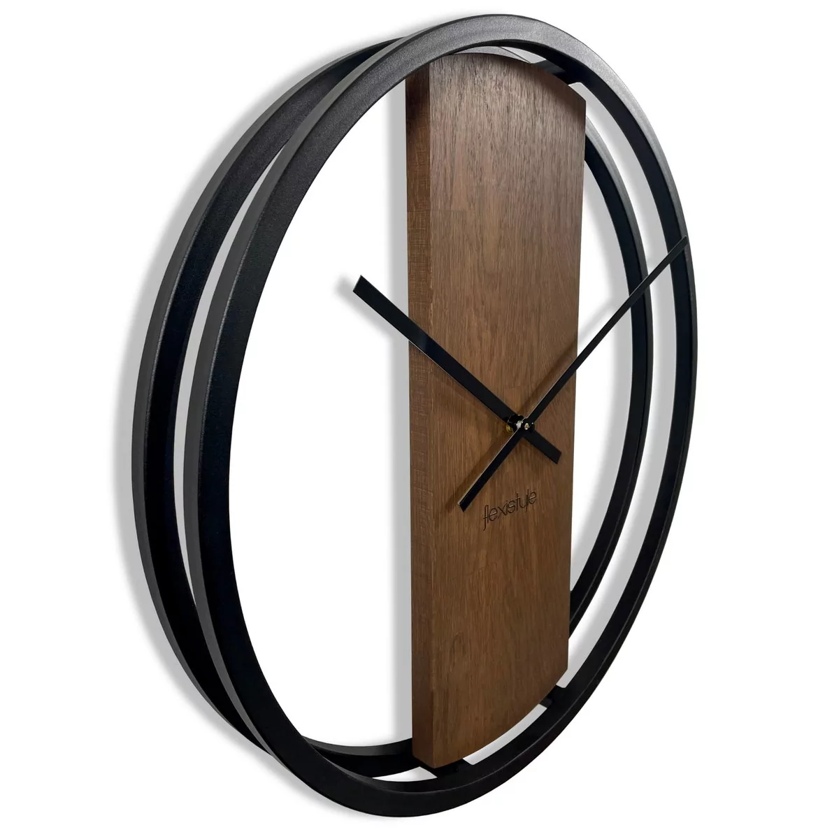 Zegar okrągły dębowy LOFT OVAL brązowy 50cm
