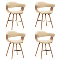 Krzesła - vidaXL Krzesła jadalniane, 4 szt., kremowe, ekoskóra i gięte drewno - miniaturka - grafika 1