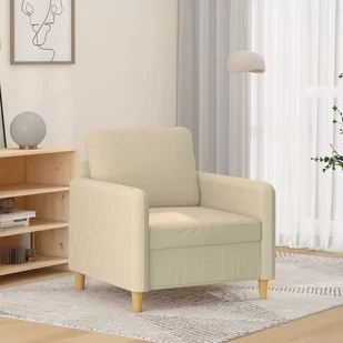 vidaXL Fotel, kremowy, 60 cm, obity tkaniną - Fotele - miniaturka - grafika 1