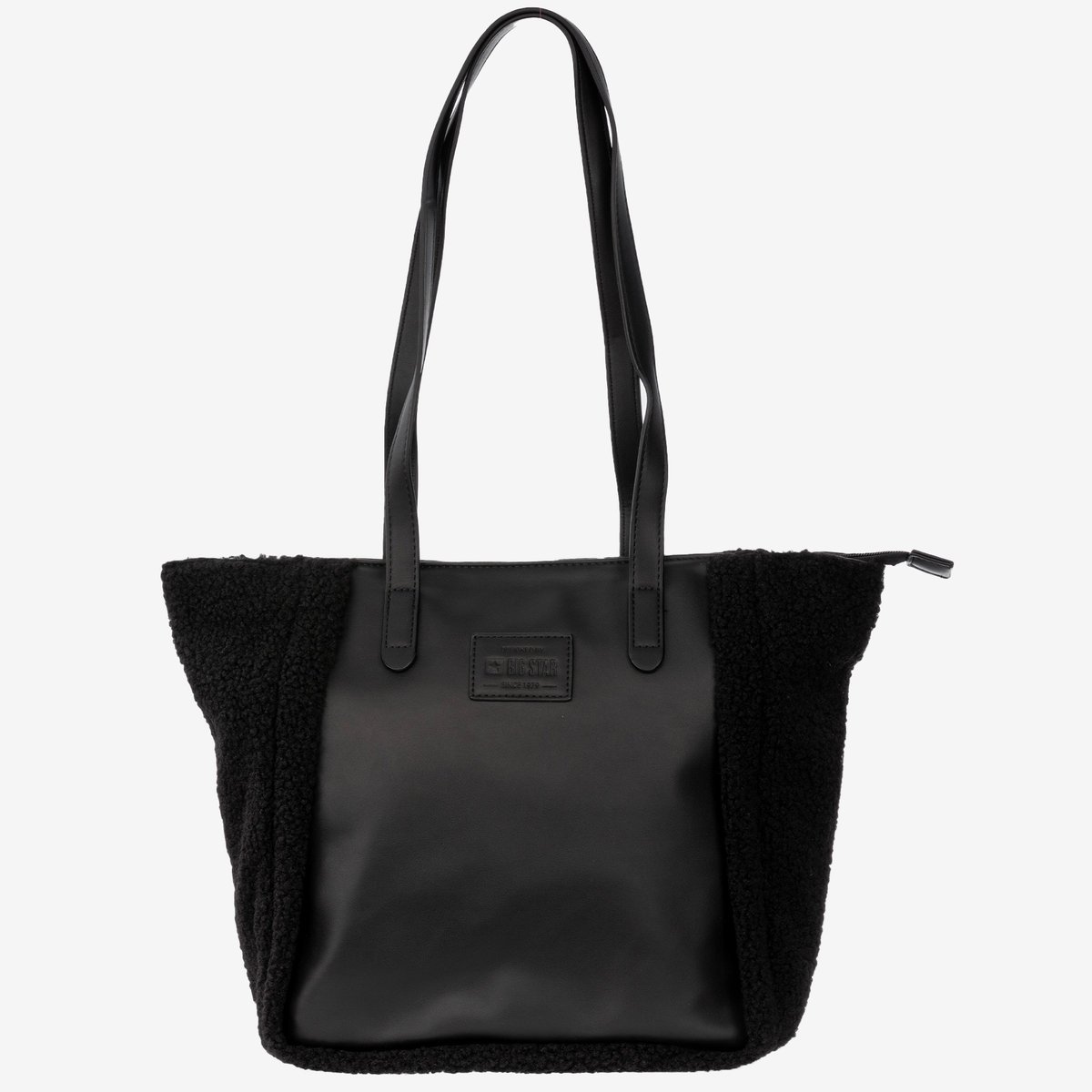 Torebka Damska Shopper Ze Wstawką Sztucznego Futerka Czarna Big Star OO574005 Czarny