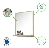Meble łazienkowe - Lustro z półką, lustro do łazienki, dąb sonoma z kinkietem LED - miniaturka - grafika 1