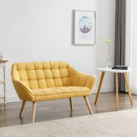 Sofy i kanapy - Kanapa 2 osobowa z żółtą musztardową tapicerką - CASERTA - miniaturka - grafika 1