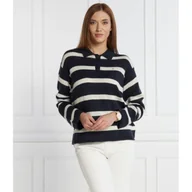 Swetry damskie - Tommy Hilfiger Wełniany sweter SOFT WOOL POLO-NK SWEATER | Regular Fit - miniaturka - grafika 1