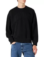 Bluzy męskie - Wrangler Męska bluza Varsity Crew Sweatshirt, czarna, L - miniaturka - grafika 1