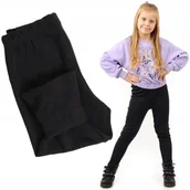 Legginsy - Ocieplane Legginsy dziecięce Polskie bawełniane klasyczne Getry Czarne 140 - miniaturka - grafika 1