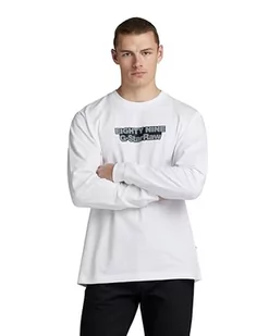 G-STAR RAW Męski T-Shirt Eighty Nine Gr Loose R T Ls, Biały (White D23886-c336-110), S - Koszulki męskie - miniaturka - grafika 1