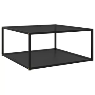 vidaXL vidaXL Stolik herbaciany, czarny, 80x80x35 cm, szkło hartowane - Ławy i stoliki kawowe - miniaturka - grafika 1