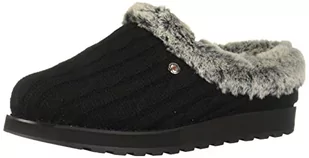 Skechers Pamiątki damskie - kapcie z motywem lodu anioła, Czarny przewód dzianina sweter ze sztucznego futra wykończenie, 38.5 EU - Kapcie damskie - miniaturka - grafika 1