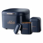 Chlebaki - Chlebak stalowy i 2 pojemniki Starke Pro Grava granatowy komplet - miniaturka - grafika 1