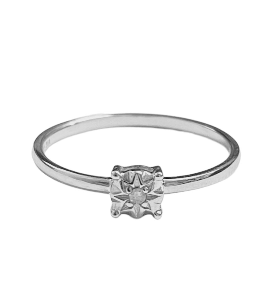 DIAMANT EXQUIS Pierścionek białe złoto 9ct 375 diament 0,01ct r. 10 (50)