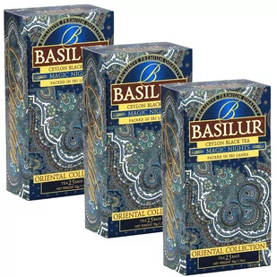 BASILUR Magic Nights Czarna herbata cejlońska z dodatkiem aromatu truskawki, moreli, ananasa i papai, w saszetkach 25 x 2 g x3 - Herbata - miniaturka - grafika 1