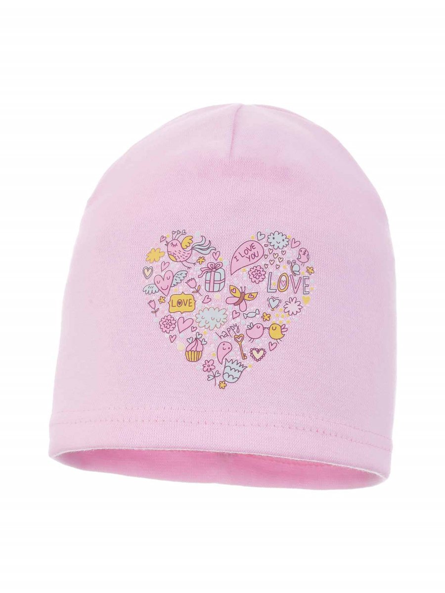 Dziewczęca czapka bawełniana serce rozmaitości różowa Ambra r.44/48