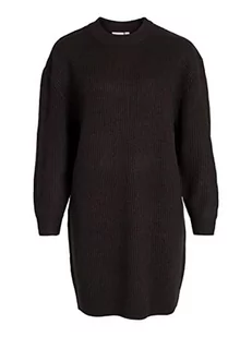 Vila Sukienka damska VINUA O-Neck L/S z dzianiny, czarna, S, czarny, S - Sukienki - miniaturka - grafika 1