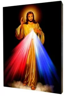 Obraz religijny na desce lipowej, Jezus Miłosierny - Ikony i obrazy sakralne - miniaturka - grafika 1