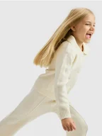 Swetry dla dziewczynek - Reserved - Dzianinowy kardigan z domieszką wełny - złamana biel - miniaturka - grafika 1